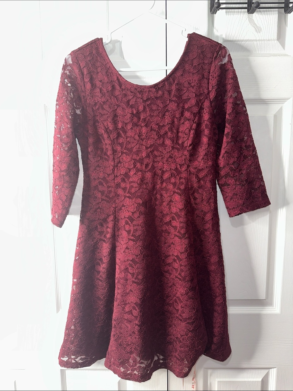Lush Burgundy Lace Midi Dress